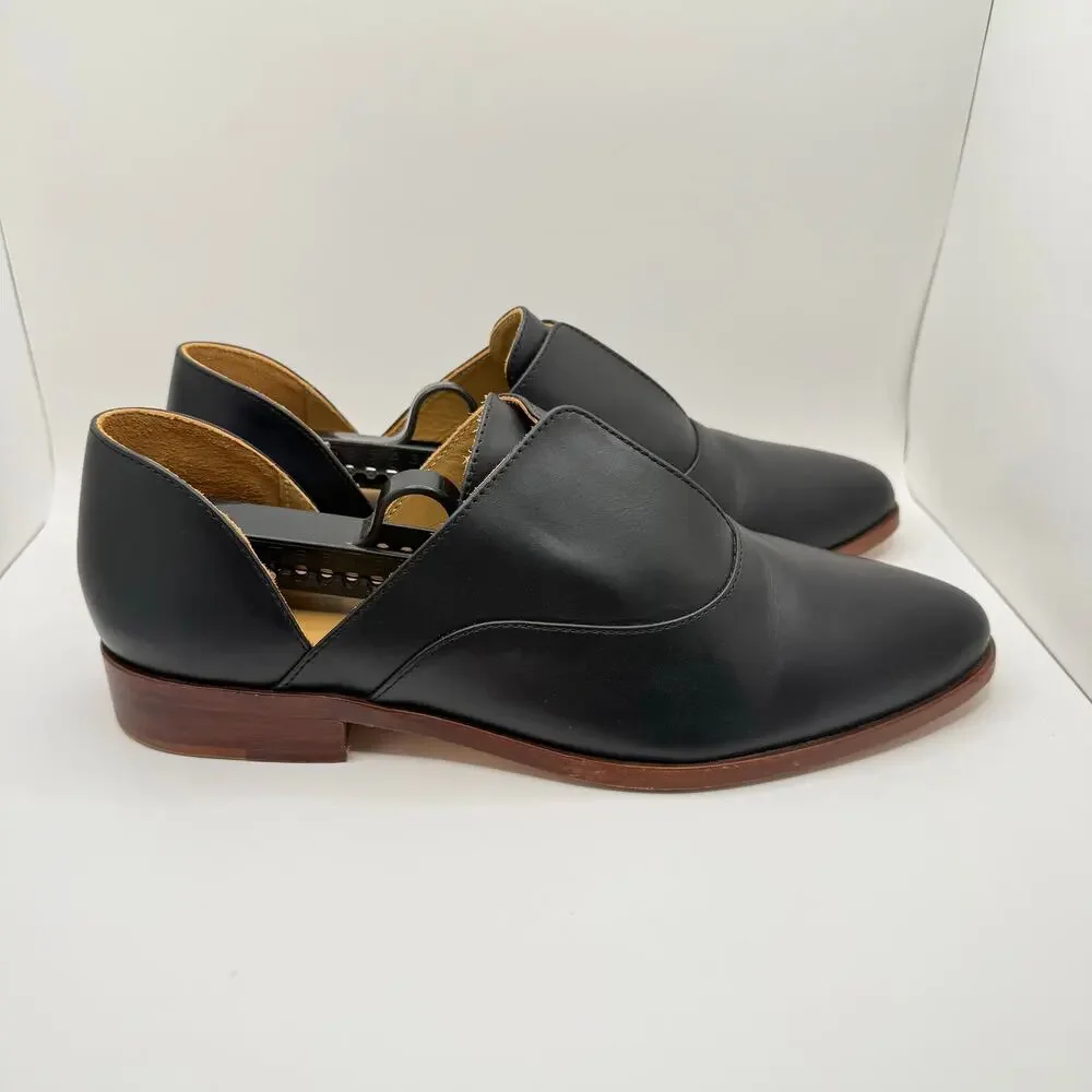 Nisolo Woman’s Emma‎ d’Orsay Oxford 2.0 Black Leather Slip On Shoes- Size 9.5